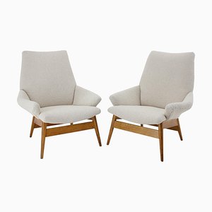 Czechoslovakian Lounge Chairs in Boucle, 1960s, Set of 2
