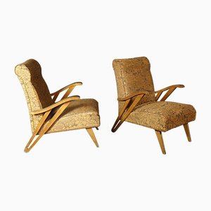 Set of Vintage Beechwood Armchairs