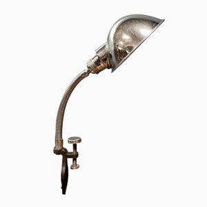 Small French Nickel-Plated Clamping Lamp