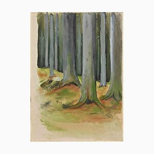 Jean Delpech, Wood, Original Watercolour, Mid 20th-Century