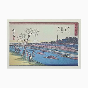 Dopo Utagawa Hiroshige, Otto punti panoramici lungo il fiume Sumida, metà XX secolo