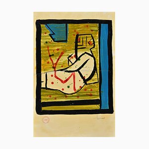 Lucian, Abstract Composition, Original Tempera on Paper, Late 20th-Century