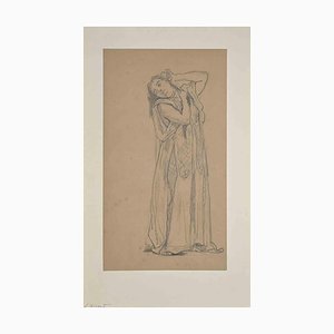 Eugène Giraud, Young Lady, Original Drawing in Pencil, Late 19th-Century