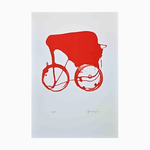 Tonino Maurizi, Chariot Rouge, Sérigraphie Originale, 1970s