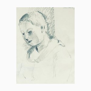 Albert Chavaz, Jeune fille, 1974, Pencil on Paper