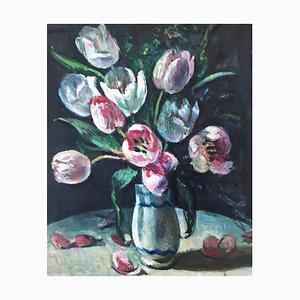 Georges Darel, Bouquet de tulipes, 1943, Oil on Canvas