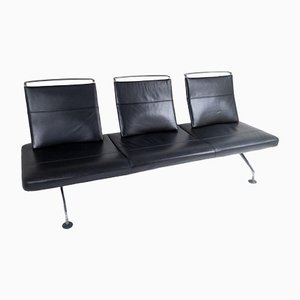 Italian Lounge Seating Sofa in Black Leather by Antonio Citterio for Vitra