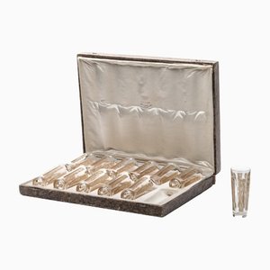Caja con seis copas con figuras de René Lalique. Juego de 12