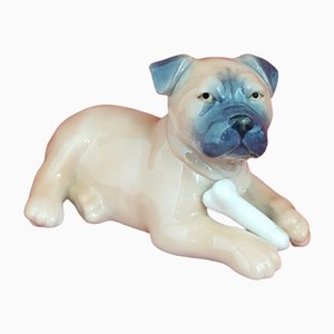 Mini Collection Bulldog Puppy with Bone Figurine von Royal Copenhagen
