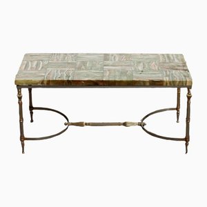 Vintage French Marble & Brass Coffee Table