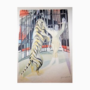 Camille Hilaire, Tiger on Stage, 1974, Lithograph