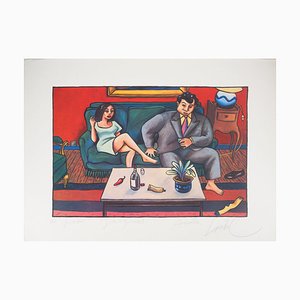 Jacques De Loustal, Couple dans le Salon, Lithographie Originale
