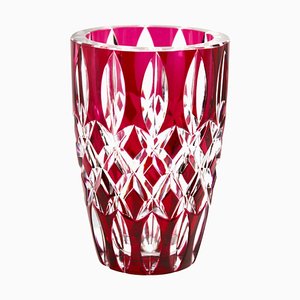 Rote Vase aus Kristallglas von Val Saint Lambert