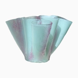 Große Vintage Fazzoletto Vase aus Muranoglas