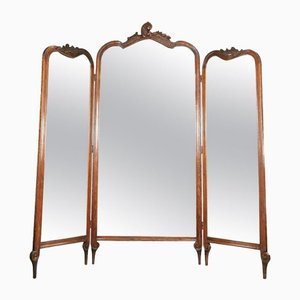 Antiker viktorianischer Raumtrenner im Louis XV Stil mit drei Spiegeln