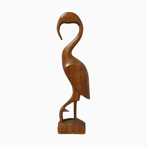 Figura de Ibis vintage de teca