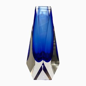 Vintage Sommerso Murano Glas Block Vase von Alessandro Mandruzzato für Mandruzzato, 1970er