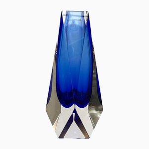 Vintage Sommerso Murano Glass Block Vase by Alessandro Mandruzzato for Mandruzzato, 1970s