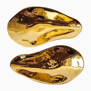 Gold & Handgefertigte Indulge Nº3 Porzellanschalen von Sarah-Linda Forrer, 2er Set