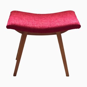 Mid-Century Red Fabric Footstool, 1970s
