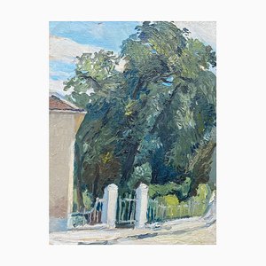 Peinture L'arbre de la cour, Huile sur Toile