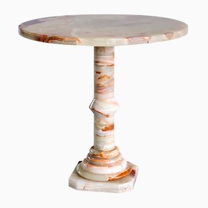 Italian Round Side Table in Onyx with Pedestal Base, 1960s