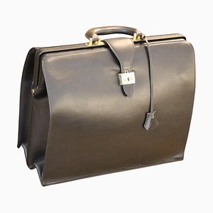 Black Leather Pilot or Doctor’s Briefcase from Hermès
