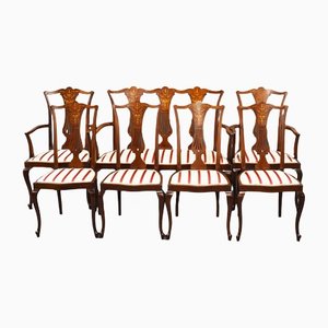 Edwardian Inlaid Mahogany Salon Chairs, Set of 7