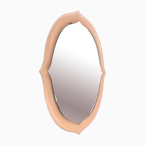 Mid-Century Pink Glass Wall Mirror, Italy, 1960s