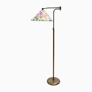 Lampada da terra e paralume Vienna con tessuto Josef Frank di JTkalmar Neolift, 1946