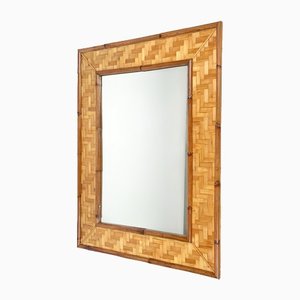 Large Bamboo and Palm Wall Mirror, Italy, 1970