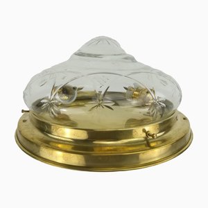 Transparent Crystal Shade Ceiling Lamp, Germany, 1930s