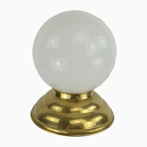 Messing Deckenlampe mit Opalschirm, Wien, 1930er