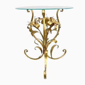 Hollywood Regency Side Table with Floral Design, 1970s