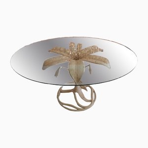 Aluminium & Glass Lily Dining Table by Arthur Court, USA, 1970s