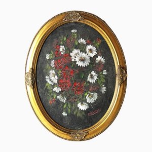 Oliveras, Spring Flowers, Oil on Board, Framed