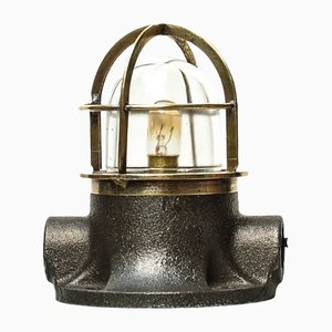 Patinated Cast Iron and Brass Lamp
