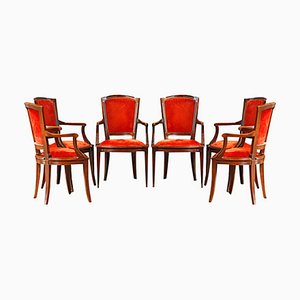 Sedie da pranzo rosse, set di 6