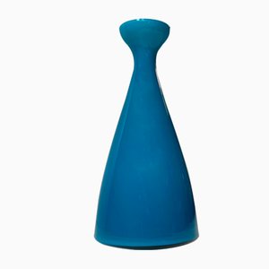 Teal Blue Cased Glass Vase from Holmegaard, 1970s