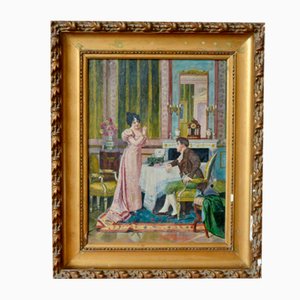 J. Goettelmann, Interior Scene Painting, 1911, Oil on Canvas, Framed