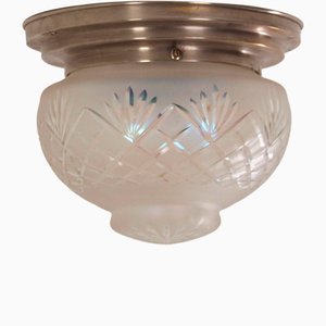 Lámpara de techo Art Déco de vidrio tallado, años 30