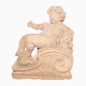 Italienische Putten Skulptur, 1800er, Stein