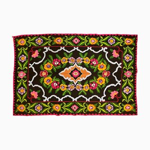Romanian Handmade Bohemian Rug with Colorful Flowers in Wool