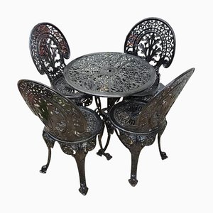 Tavolo da giardino in ferro e sedie abbinate, set di 5