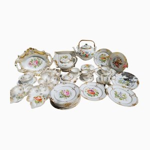 19th Century French Paris Porcelain Hand Painted Breakfast and Tea Service, Set of 36