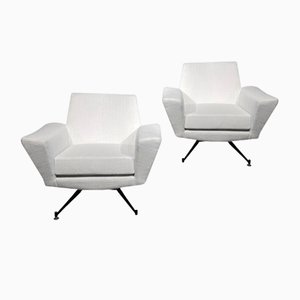 Geometrical White Easy Chairs by Lenzi, Italy, 1950s, Set of 2