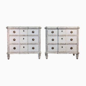 Swedish Gustavian Painted Grey Chests of Drawers, Set of 2