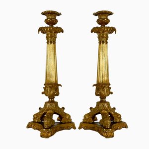 Early 19th Century Bronze Candleholders, Set of 2