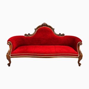 Antique French Three-Seater Sofa in Carved Oak, 1900s