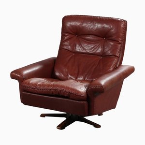 Danish Brown Leather Armchair by Georg Thams